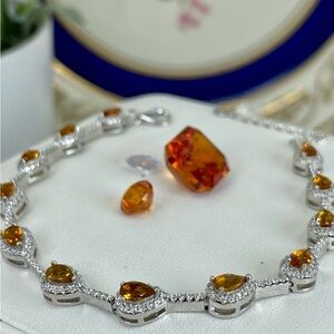 Clearance‼️Citrine & Sapphire Silver bracelet 925 adjustable